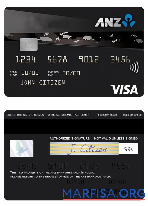 Blank Australia ANZ Rewards Black credit visa card example